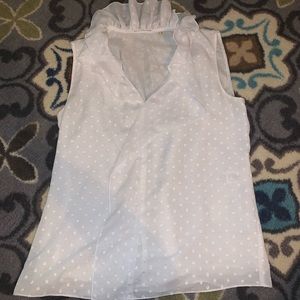 white ruffle blouse